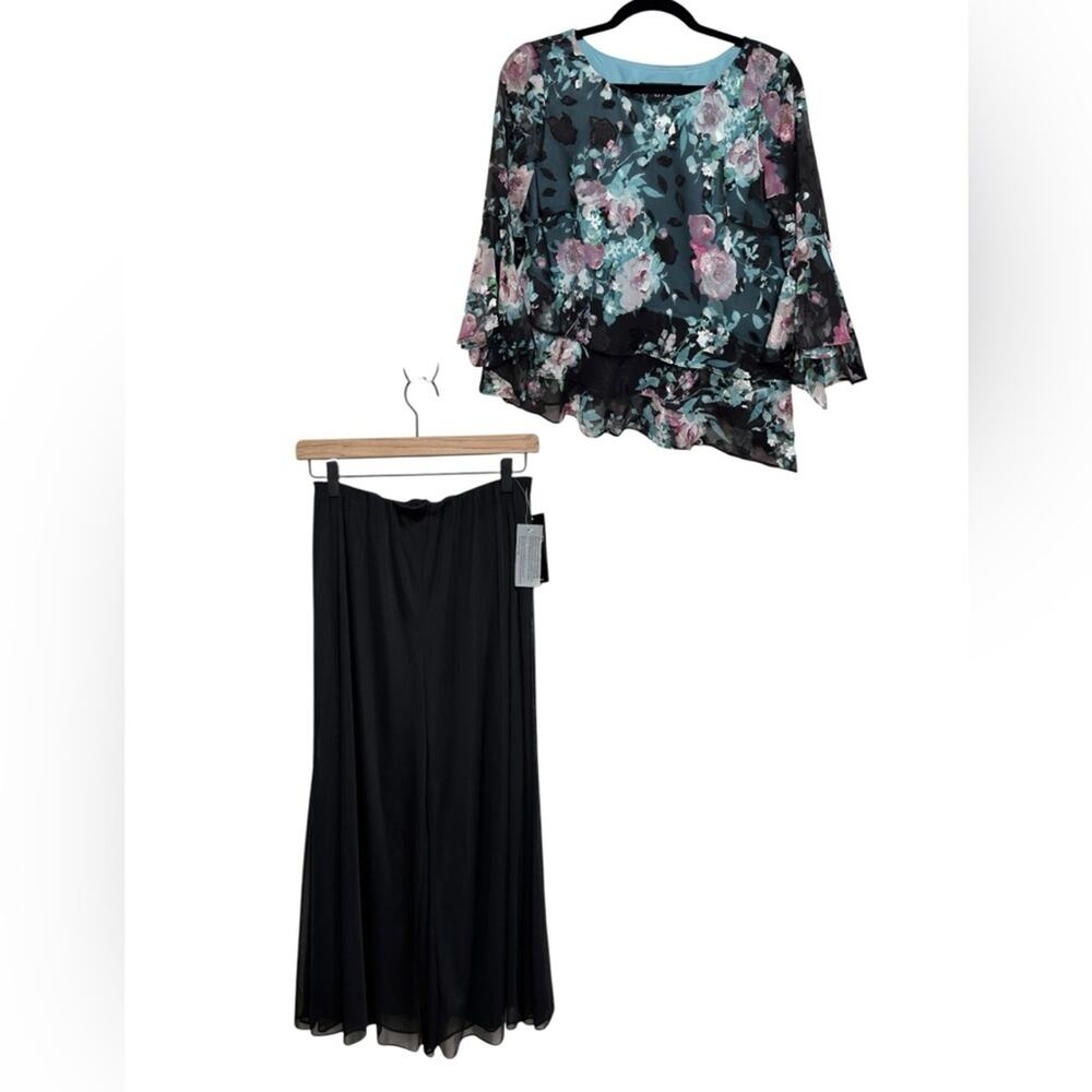Alex Evenings Two Piece Flowy Ruffle Floral Formal Set - Size S